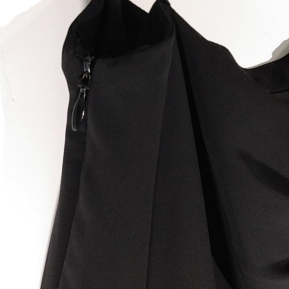 XSCAPE NWT BLACK ONE-SHOULDER RHINESTONE FLUTTER HEM MINI DRESS SIZE 6 - Picture 7 of 15